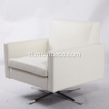 White Kennedee Rotatanle leather armchair